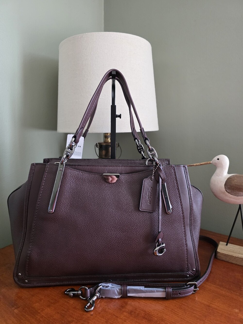 Coach Dreamer 36 38550 Oxblood Pebbled Leather Satchel Bag NWT